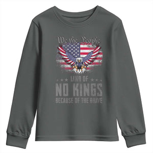 America Land of No Kings Youth Sweatshirt Because of the Brave We The People Patriotic Eagle TS02 Dark Heather Print Your Wear