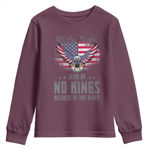America Land of No Kings Youth Sweatshirt Because of the Brave We The People Patriotic Eagle TS02 Maroon Print Your Wear
