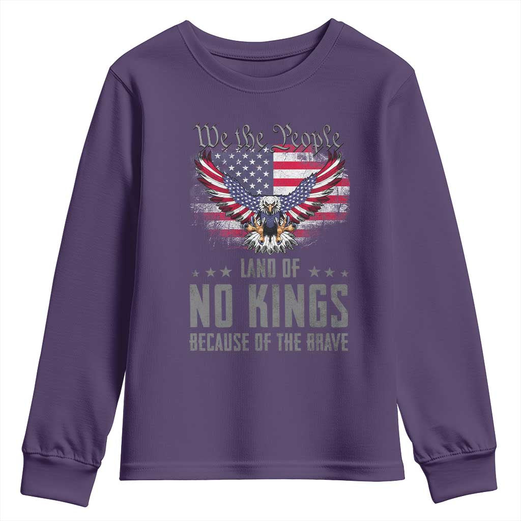 America Land of No Kings Youth Sweatshirt Because of the Brave We The People Patriotic Eagle TS02 Purple Print Your Wear