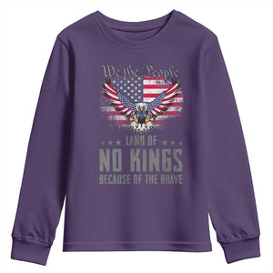 America Land of No Kings Youth Sweatshirt Because of the Brave We The People Patriotic Eagle TS02 Purple Print Your Wear