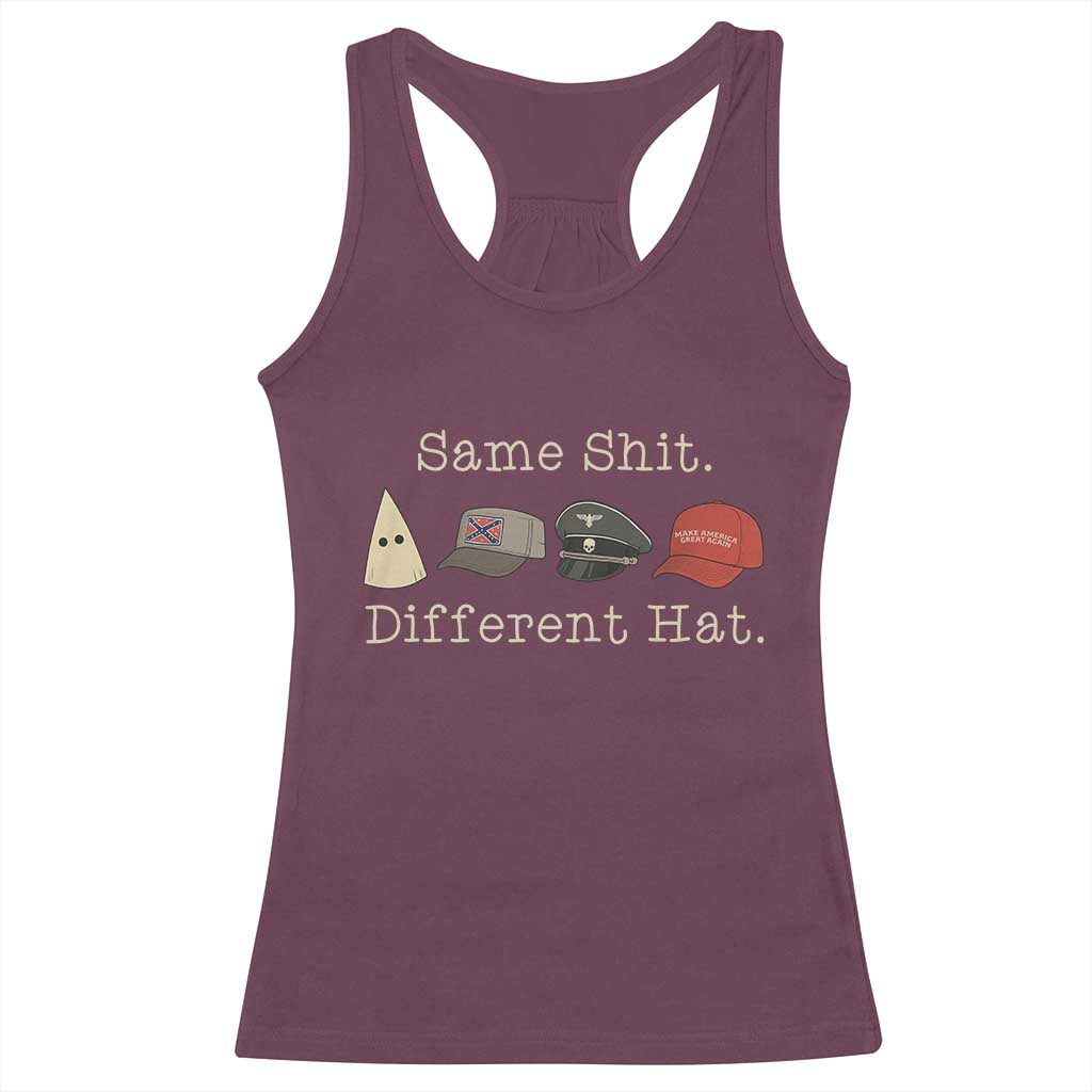 Same Shit Different Hat Racerback Tank Top TS02 Maroon Print Your Wear