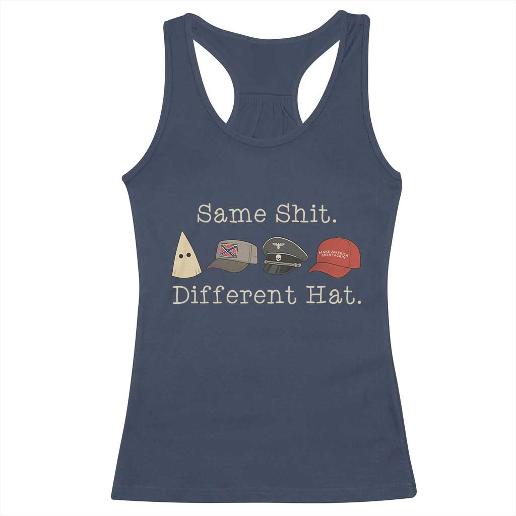 Same Shit Different Hat Racerback Tank Top TS02 Navy Print Your Wear