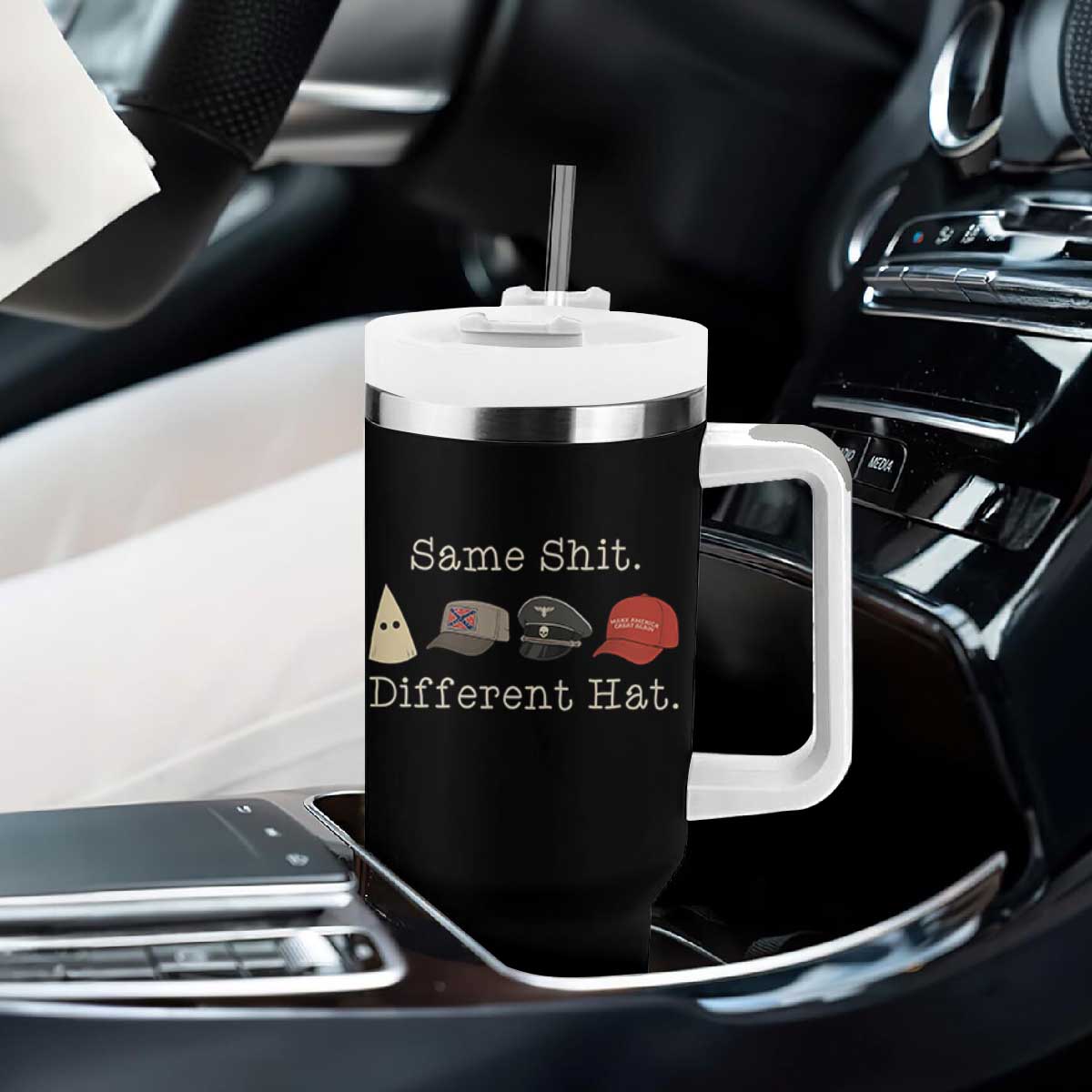 Same Shit Different Hat Tumbler With Handle TS02 Print Your Wear