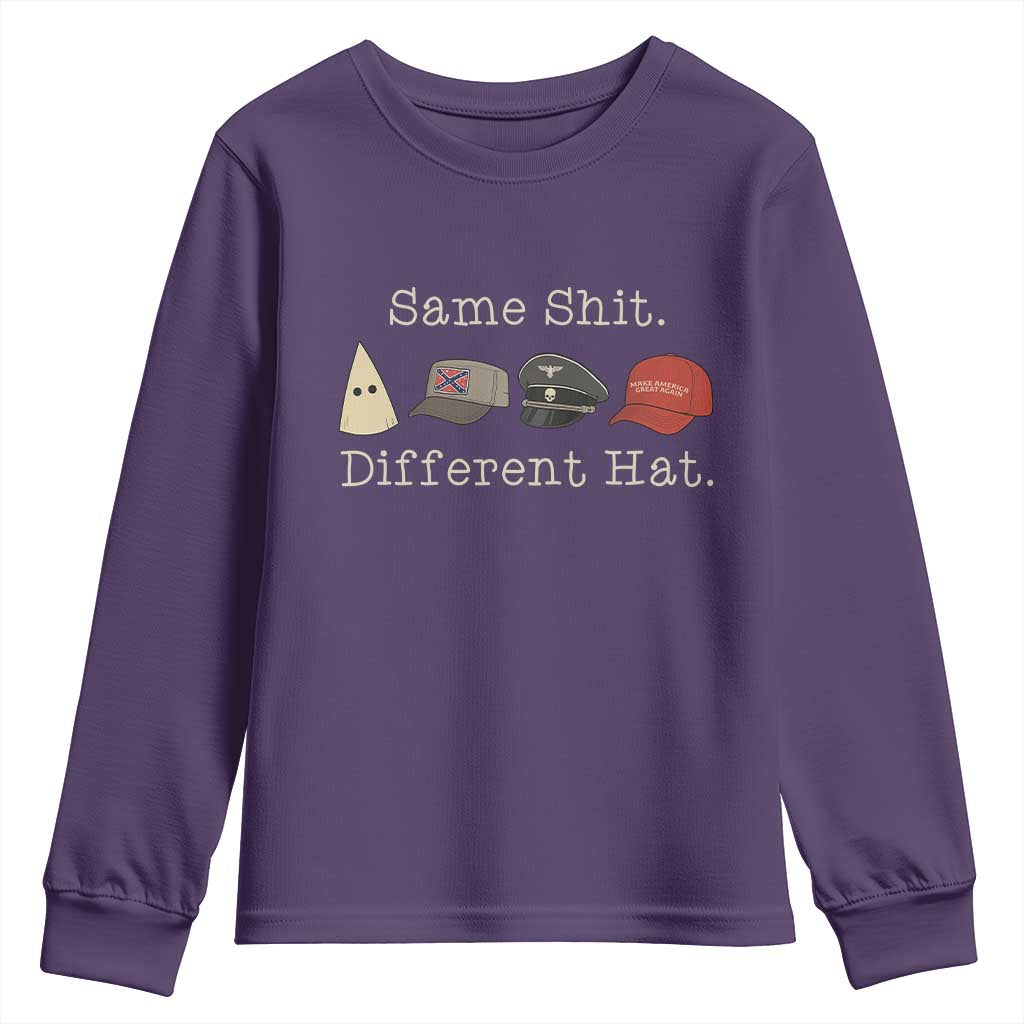 Same Shit Different Hat Youth Sweatshirt TS02 Purple Print Your Wear
