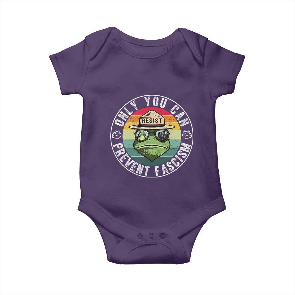 Only You Can Prevent Fascism Frog Resist Protest Baby Onesie Free Portland Oregon Freedom Retro TS02 Purple Print Your Wear