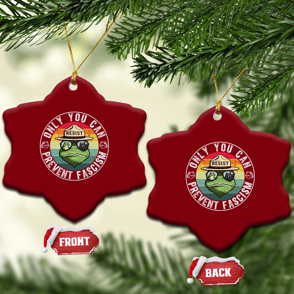 Only You Can Prevent Fascism Frog Resist Protest Ceramic Ornament Free Portland Oregon Freedom Retro - Print Your Wear