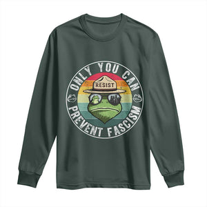 Only You Can Prevent Fascism Frog Resist Protest Long Sleeve Shirt Free Portland Oregon Freedom Retro TS02 Dark Forest Green Print Your Wear