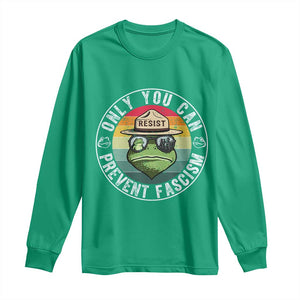 Only You Can Prevent Fascism Frog Resist Protest Long Sleeve Shirt Free Portland Oregon Freedom Retro TS02 Irish Green Print Your Wear
