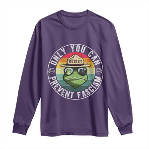 Only You Can Prevent Fascism Frog Resist Protest Long Sleeve Shirt Free Portland Oregon Freedom Retro TS02 Purple Print Your Wear