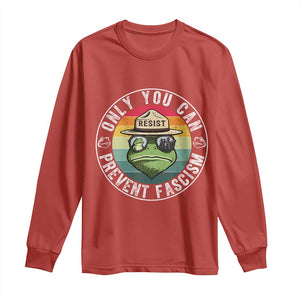 Only You Can Prevent Fascism Frog Resist Protest Long Sleeve Shirt Free Portland Oregon Freedom Retro TS02 Red Print Your Wear