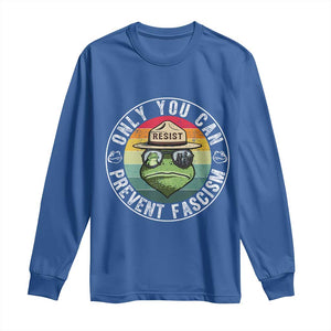 Only You Can Prevent Fascism Frog Resist Protest Long Sleeve Shirt Free Portland Oregon Freedom Retro TS02 Royal Blue Print Your Wear