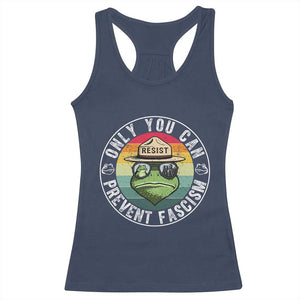 Only You Can Prevent Fascism Frog Resist Protest Racerback Tank Top Free Portland Oregon Freedom Retro TS02 Navy Print Your Wear