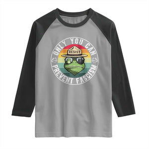 Only You Can Prevent Fascism Frog Resist Protest Raglan Shirt Free Portland Oregon Freedom Retro TS02 Sport Gray Black Print Your Wear