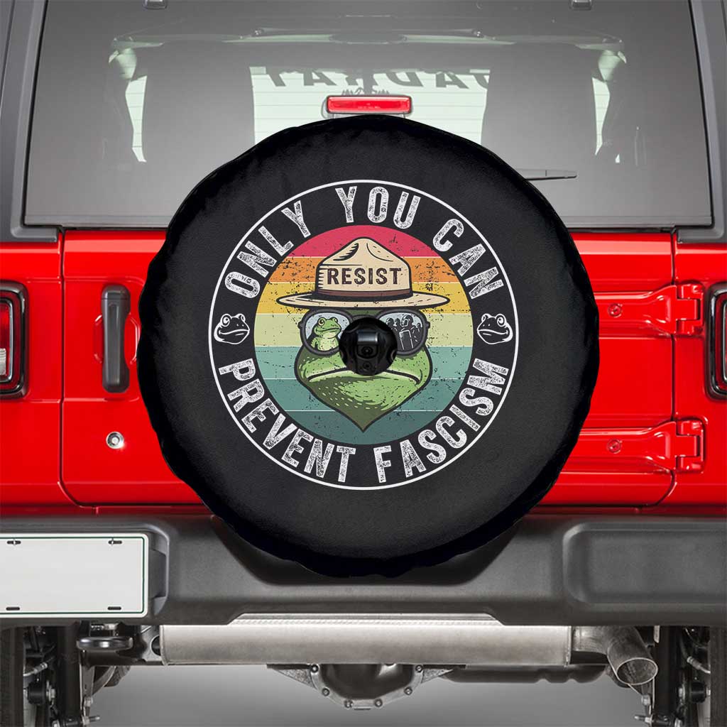 Only You Can Prevent Fascism Frog Resist Protest Spare Tire Cover Free Portland Oregon Freedom Retro TS02 Black Print Your Wear