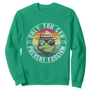 Only You Can Prevent Fascism Frog Resist Protest Sweatshirt Free Portland Oregon Freedom Retro TS02 Irish Green Print Your Wear