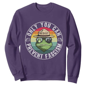 Only You Can Prevent Fascism Frog Resist Protest Sweatshirt Free Portland Oregon Freedom Retro TS02 Purple Print Your Wear