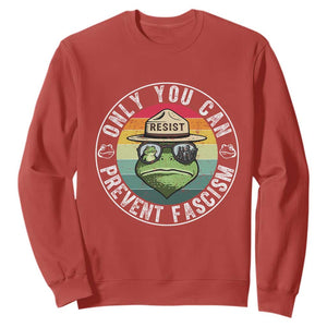 Only You Can Prevent Fascism Frog Resist Protest Sweatshirt Free Portland Oregon Freedom Retro TS02 Red Print Your Wear