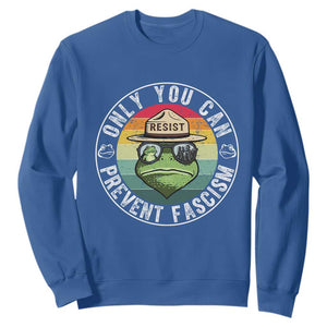 Only You Can Prevent Fascism Frog Resist Protest Sweatshirt Free Portland Oregon Freedom Retro TS02 Royal Blue Print Your Wear