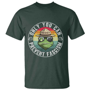 Only You Can Prevent Fascism Frog Resist Protest T Shirt Free Portland Oregon Freedom Retro TS02 Dark Forest Green Print Your Wear