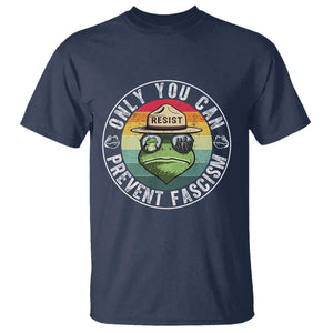 Only You Can Prevent Fascism Frog Resist Protest T Shirt Free Portland Oregon Freedom Retro TS02 Navy Print Your Wear