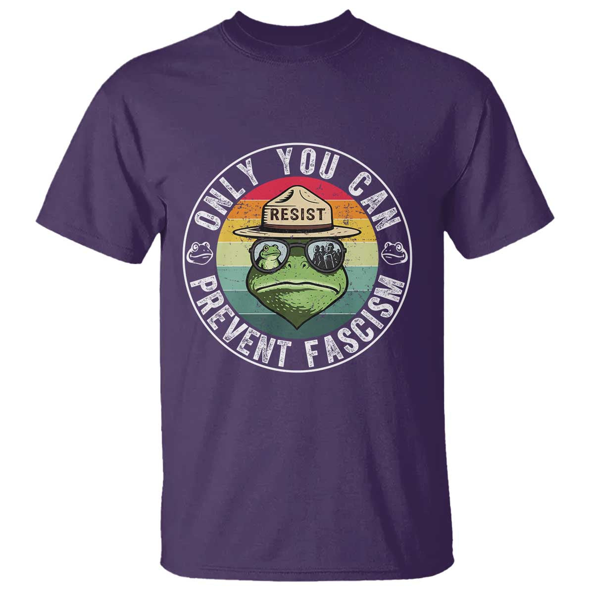 Only You Can Prevent Fascism Frog Resist Protest T Shirt Free Portland Oregon Freedom Retro TS02 Purple Print Your Wear