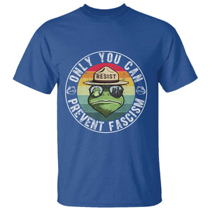 Only You Can Prevent Fascism Frog Resist Protest T Shirt Free Portland Oregon Freedom Retro TS02 Royal Blue Print Your Wear