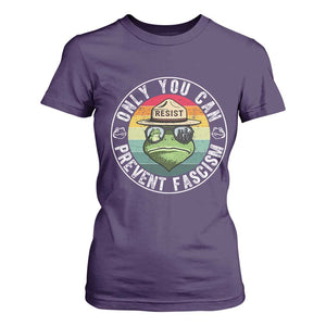 Only You Can Prevent Fascism Frog Resist Protest T Shirt For Women Free Portland Oregon Freedom Retro TS02 Purple Print Your Wear