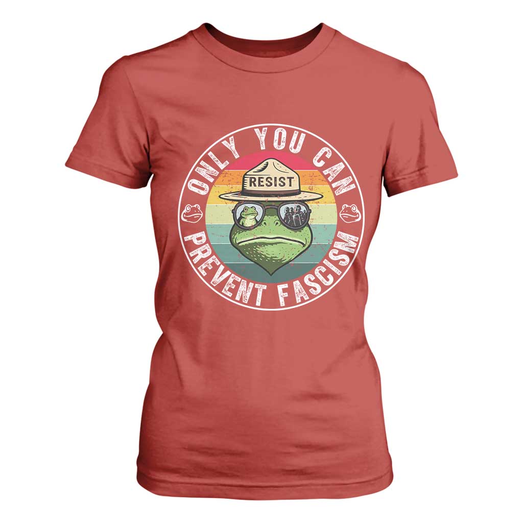 Only You Can Prevent Fascism Frog Resist Protest T Shirt For Women Free Portland Oregon Freedom Retro TS02 Red Print Your Wear