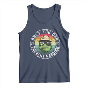 Only You Can Prevent Fascism Frog Resist Protest Tank Top Free Portland Oregon Freedom Retro TS02 Navy Print Your Wear