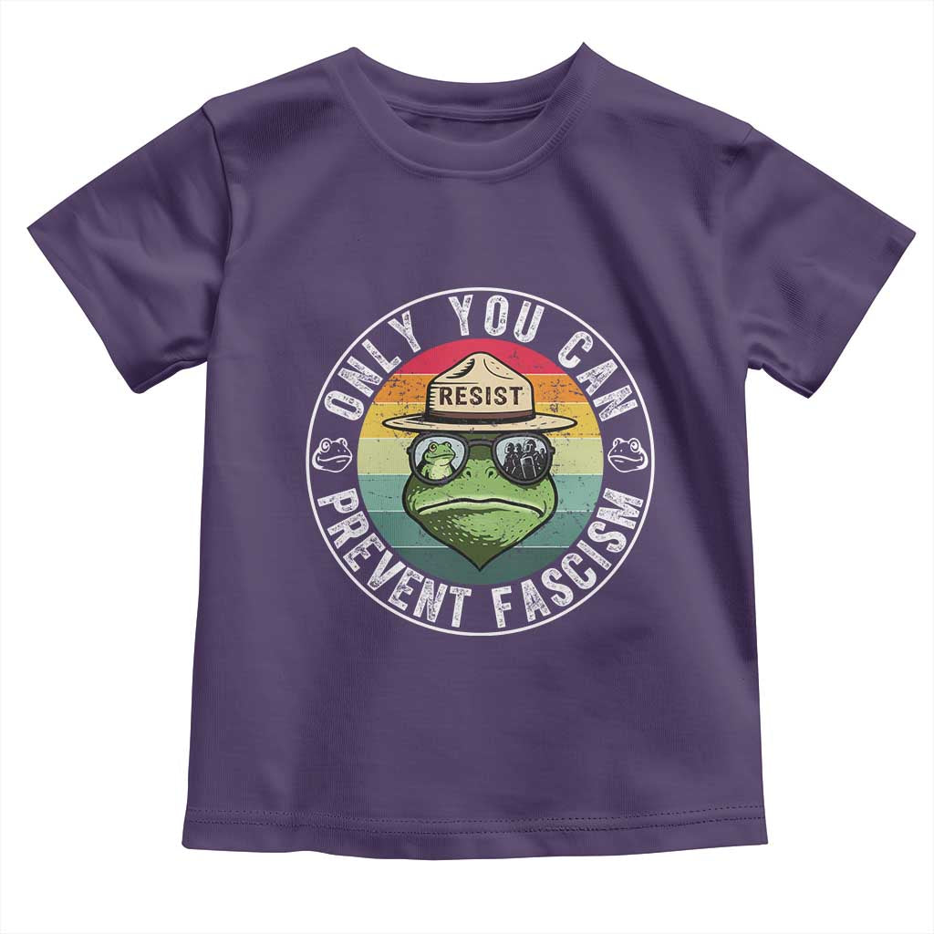 Only You Can Prevent Fascism Frog Resist Protest Toddler T Shirt Free Portland Oregon Freedom Retro TS02 Purple Print Your Wear