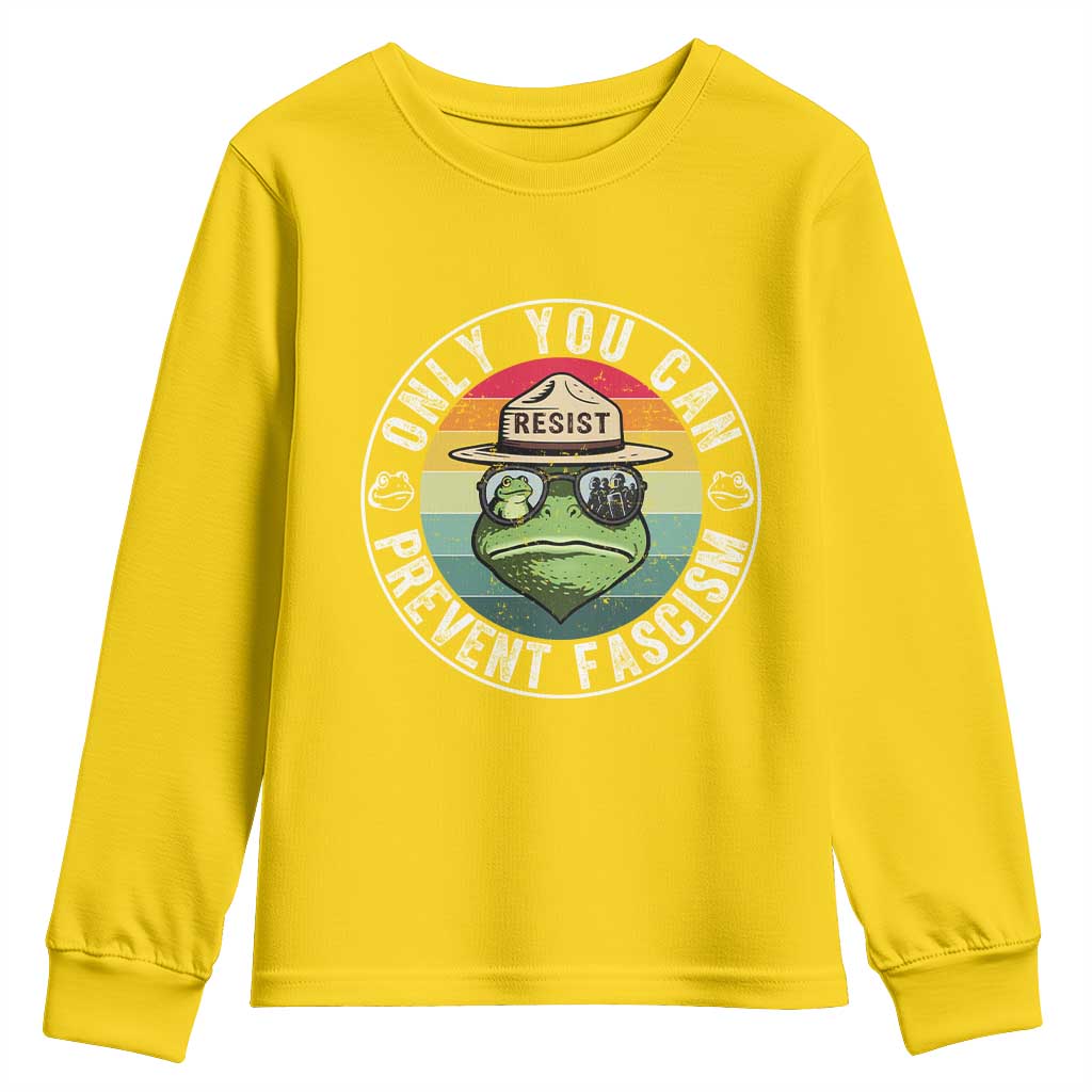 Only You Can Prevent Fascism Frog Resist Protest Youth Sweatshirt Free Portland Oregon Freedom Retro TS02 Daisy Print Your Wear