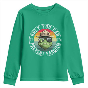 Only You Can Prevent Fascism Frog Resist Protest Youth Sweatshirt Free Portland Oregon Freedom Retro TS02 Irish Green Print Your Wear