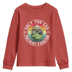 Only You Can Prevent Fascism Frog Resist Protest Youth Sweatshirt Free Portland Oregon Freedom Retro TS02 Red Print Your Wear
