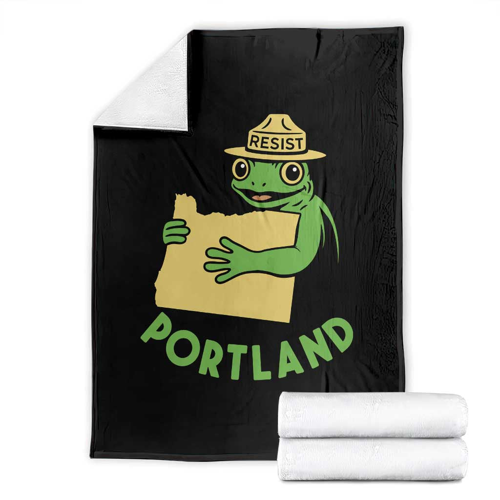 Portland Frog Resist Throw Blanket Oregon Map Vintage Graphic TS02 Black Print Your Wear