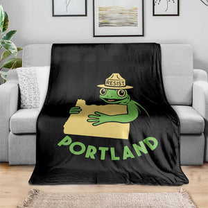 Portland Frog Resist Throw Blanket Oregon Map Vintage Graphic TS02 Print Your Wear