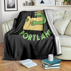 Portland Frog Resist Throw Blanket Oregon Map Vintage Graphic TS02 Print Your Wear