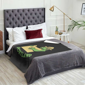 Portland Frog Resist Throw Blanket Oregon Map Vintage Graphic TS02 Print Your Wear