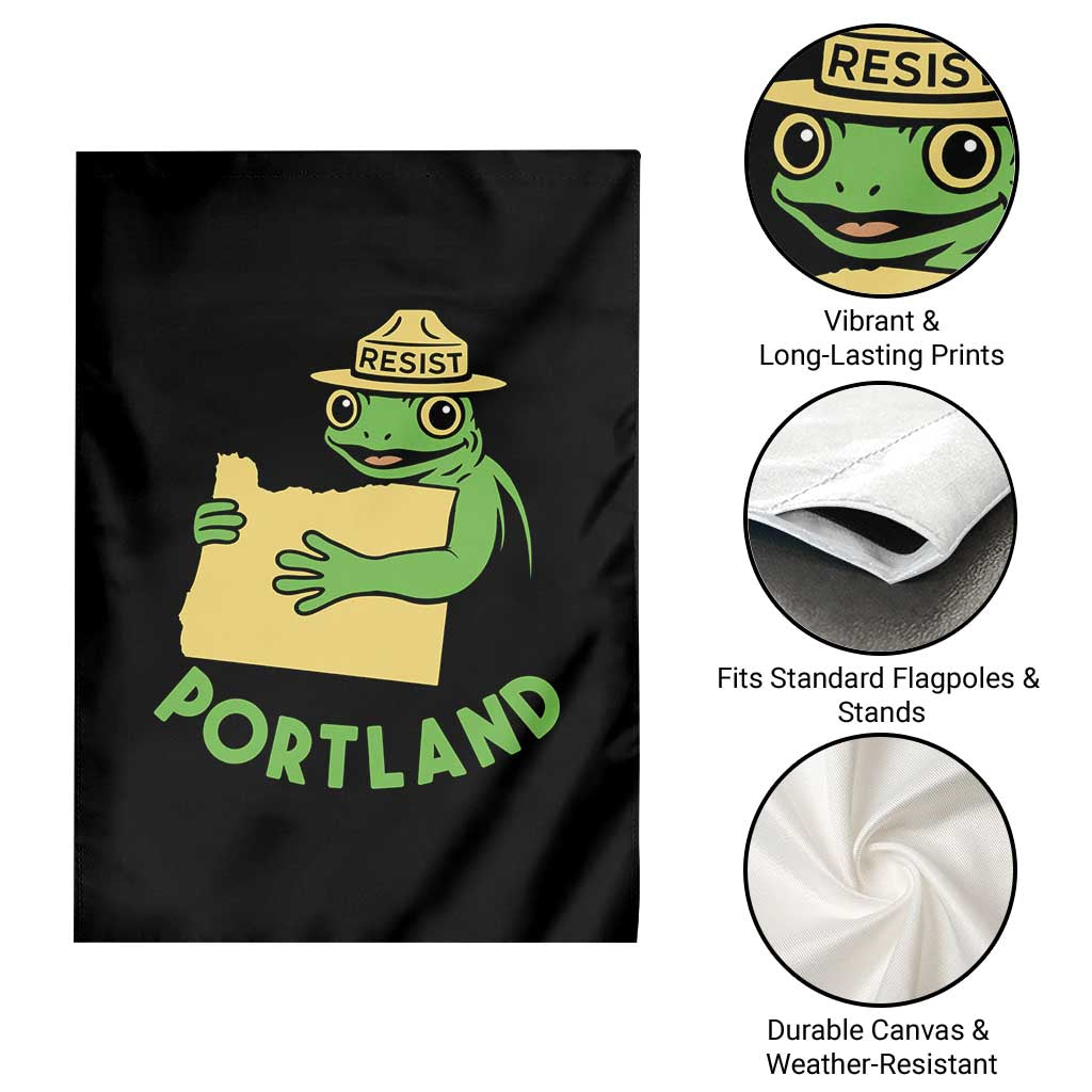 Portland Frog Resist Garden Flag Oregon Map Vintage Graphic TS02 Print Your Wear
