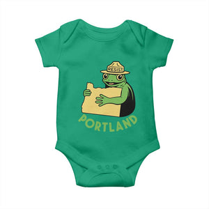 Portland Frog Resist Baby Onesie Oregon Map Vintage Graphic TS02 Irish Green Print Your Wear
