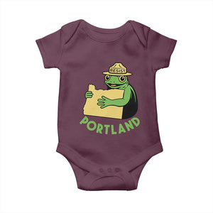 Portland Frog Resist Baby Onesie Oregon Map Vintage Graphic TS02 Maroon Print Your Wear