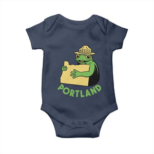Portland Frog Resist Baby Onesie Oregon Map Vintage Graphic TS02 Navy Print Your Wear