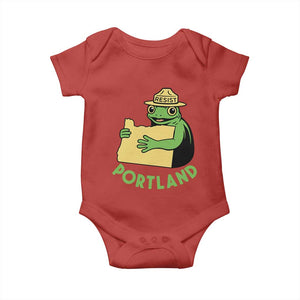 Portland Frog Resist Baby Onesie Oregon Map Vintage Graphic TS02 Red Print Your Wear