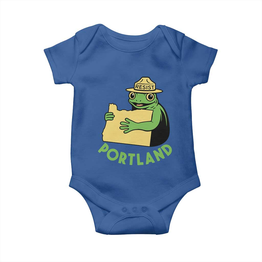 Portland Frog Resist Baby Onesie Oregon Map Vintage Graphic TS02 Royal Blue Print Your Wear