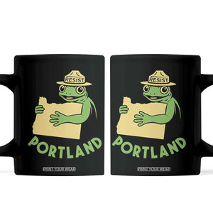 Portland Frog Resist Coffee Mug Oregon Map Vintage Graphic TS02 Black Print Your Wear
