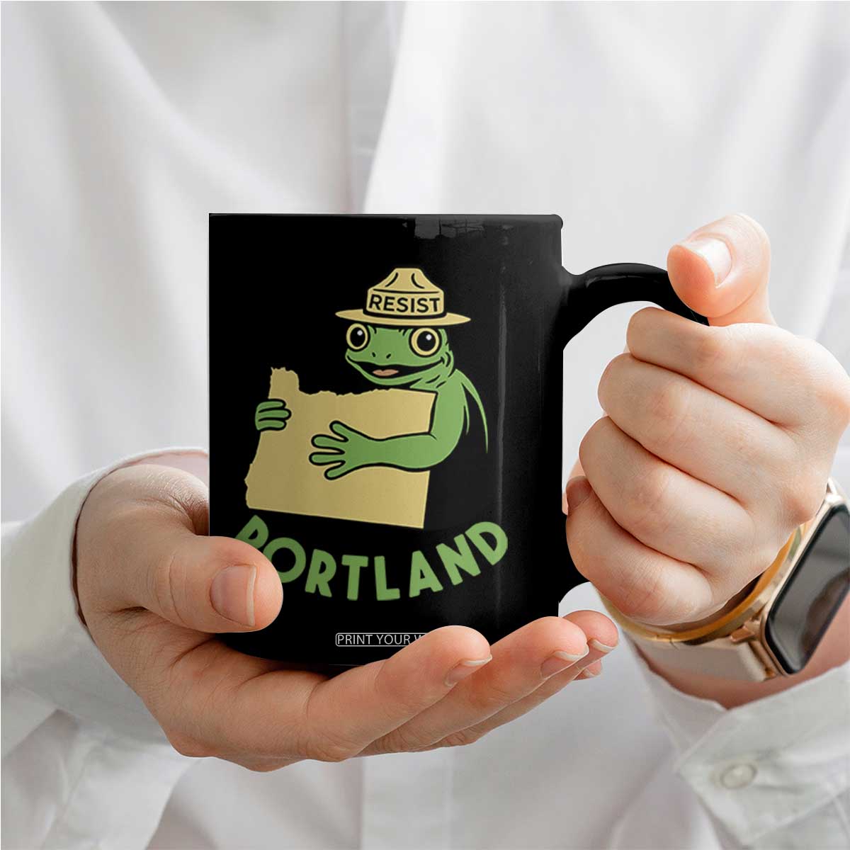 Portland Frog Resist Coffee Mug Oregon Map Vintage Graphic TS02 Print Your Wear