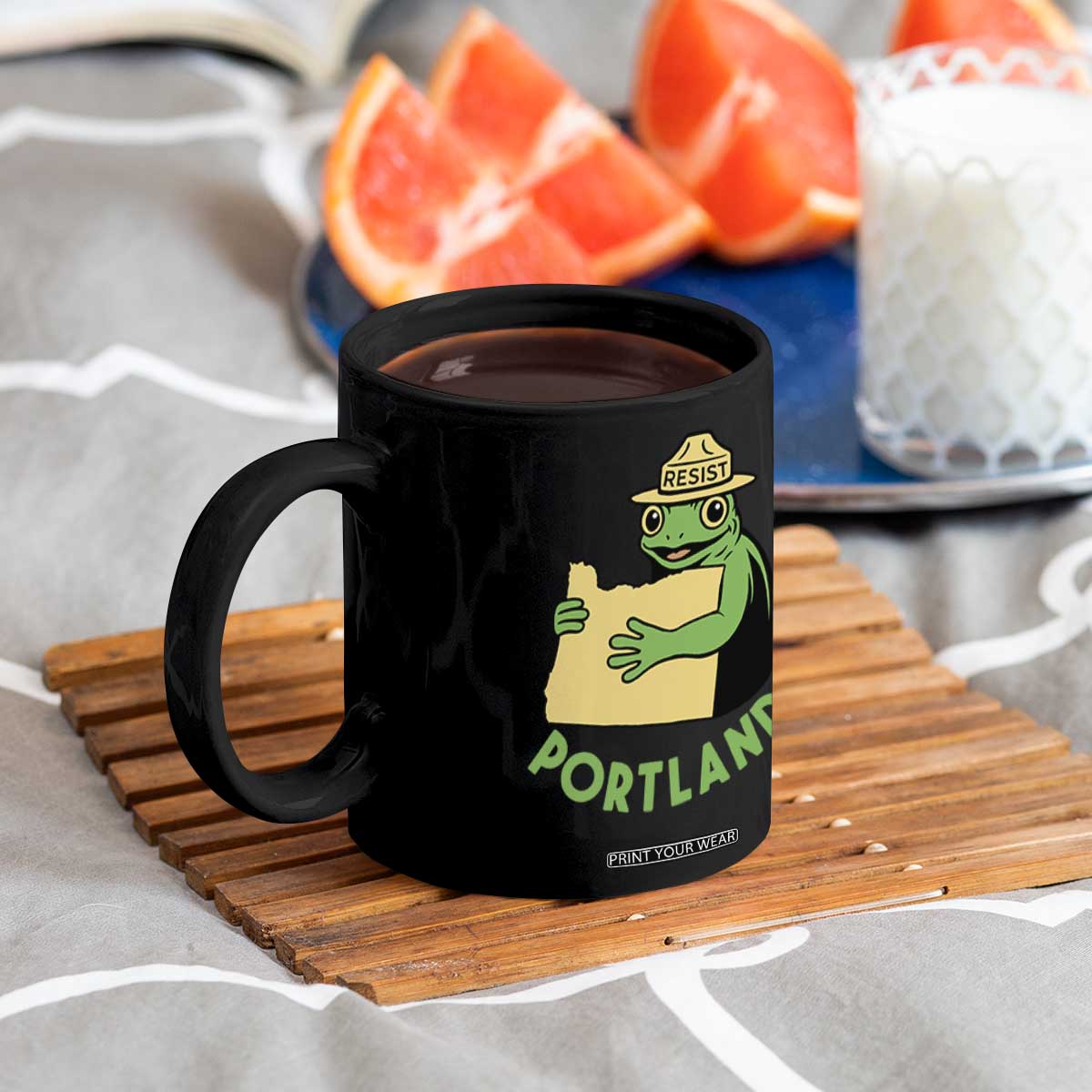 Portland Frog Resist Coffee Mug Oregon Map Vintage Graphic TS02 Print Your Wear