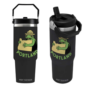 Portland Frog Resist Flip Straw Tumbler Oregon Map Vintage Graphic TS02 One Size: 30 oz Black Print Your Wear