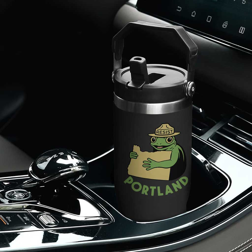 Portland Frog Resist Flip Straw Tumbler Oregon Map Vintage Graphic TS02 Print Your Wear