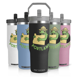 Portland Frog Resist Flip Straw Tumbler Oregon Map Vintage Graphic TS02 Print Your Wear