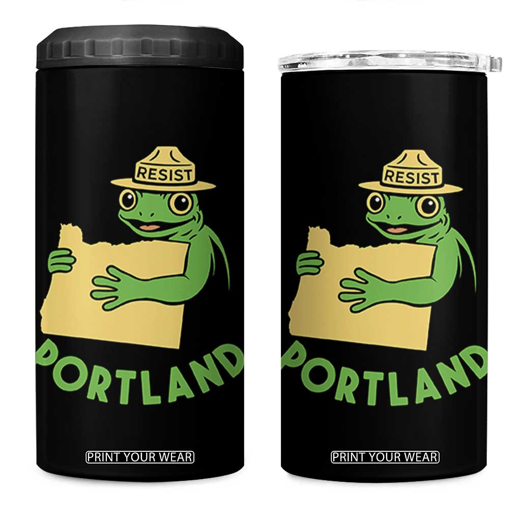 Portland Frog Resist 4 in 1 Can Cooler Tumbler Oregon Map Vintage Graphic TS02 One Size: 16 oz Black Print Your Wear